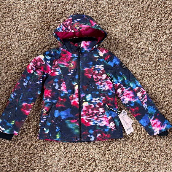 Obermeyer Rylee Print Ski Jacket, Girls Medium 10-12, NEW Hooded - Picture 1 of 16